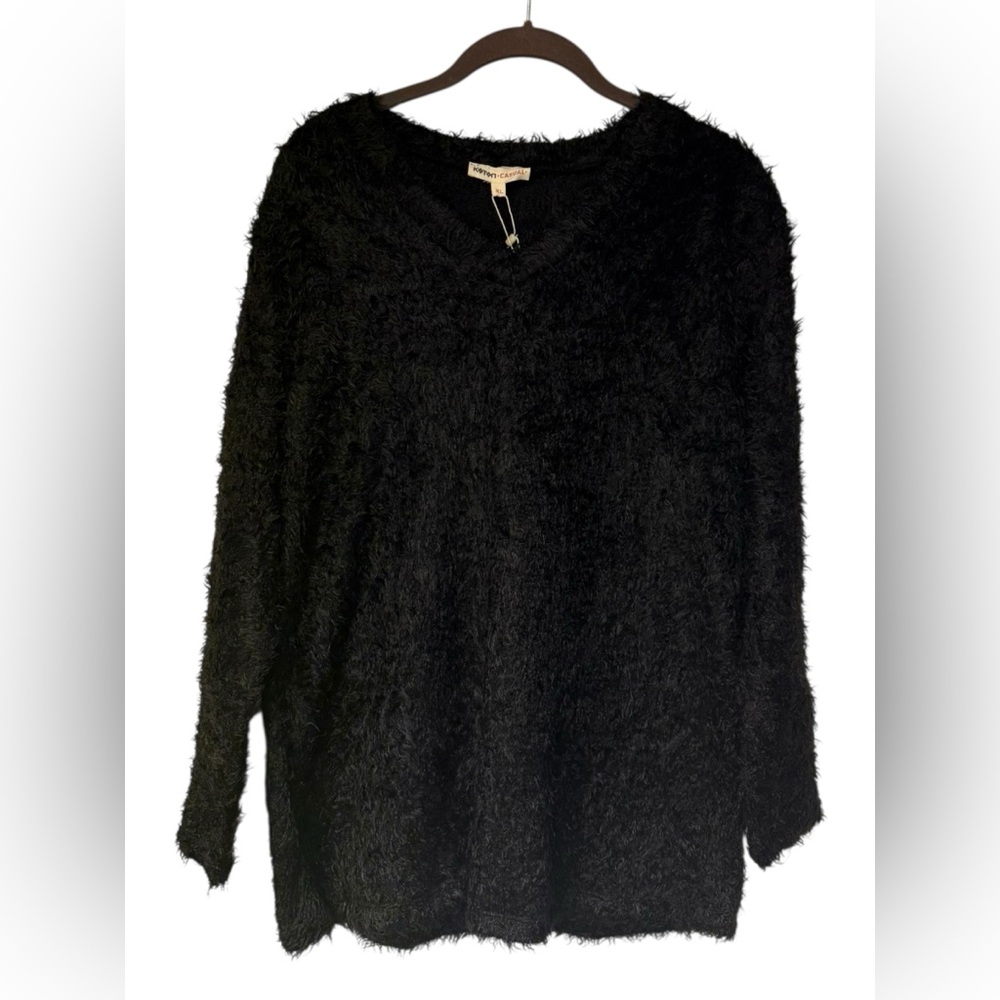 Koton Casual Black Fuzzy Soft Eyelash Knit Sweater Tunic Women’s XL